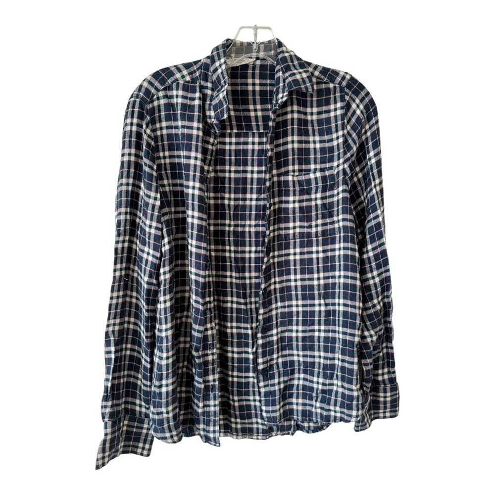 BeachLunchLounge Collection blue red flannel button down